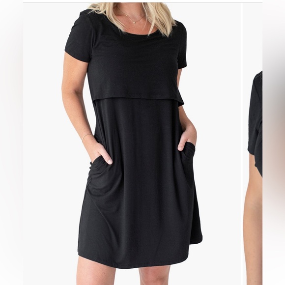 Kindred Bravely Black Maternity and Nursing Eleanora T-Shirt Dress - Picture 1 of 8
